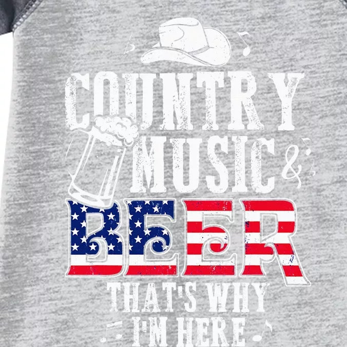 Country Music And Beer Thats Why Im Here Funny Infant Baby Jersey Bodysuit