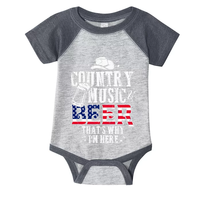 Country Music And Beer Thats Why Im Here Funny Infant Baby Jersey Bodysuit