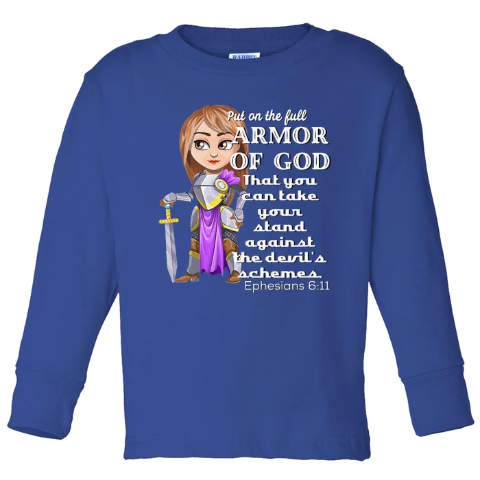 Christian Motivation Armor Of God Ephesians 611 Jesus Loves Toddler Long Sleeve Shirt