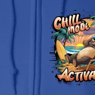 Chill Mode Activated Funny Grizzly Bear Vacay Vibes Only Gift Full Zip Hoodie