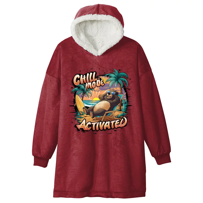 Chill Mode Activated Funny Grizzly Bear Vacay Vibes Only Gift Hooded Wearable Blanket