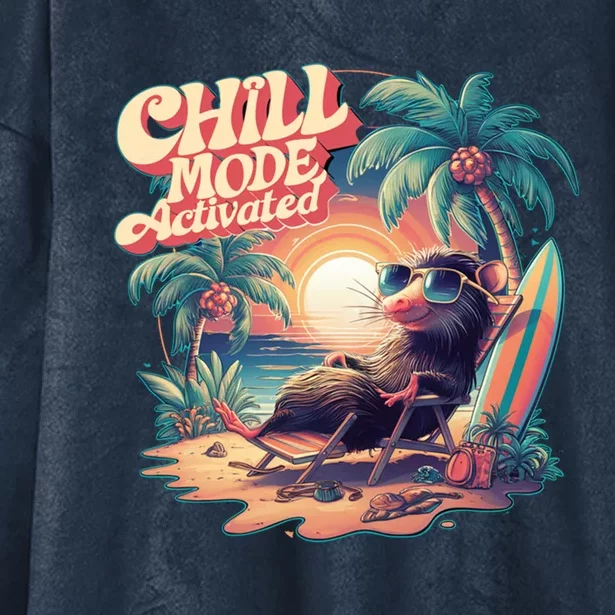 Chill Mode Activated Funny Possum Eat Trash Vacay Vibe Gift Hooded Wearable Blanket