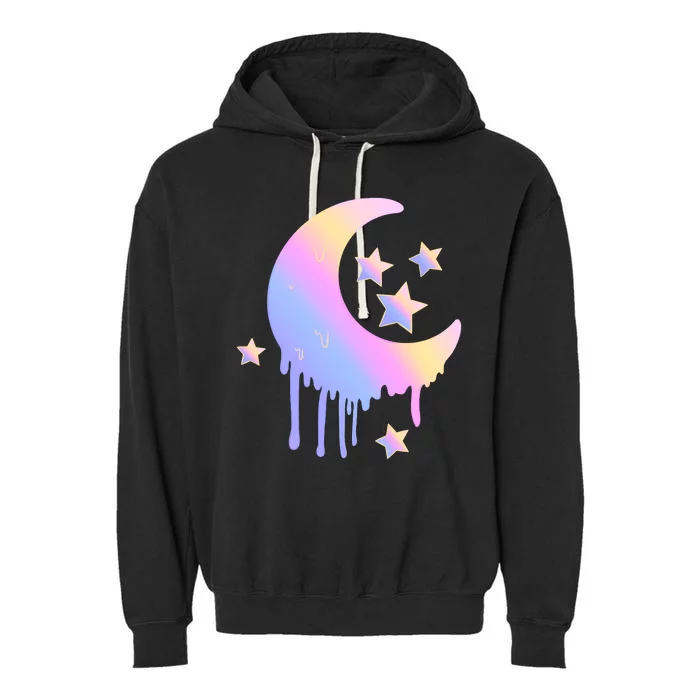 Colorful Moon And Stars Space Garment-Dyed Fleece Hoodie