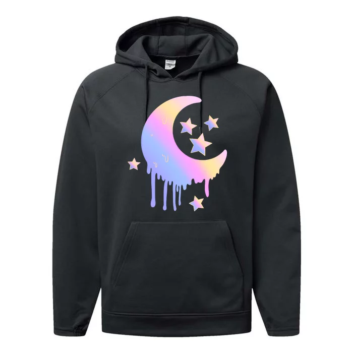 Colorful Moon And Stars Space Performance Fleece Hoodie