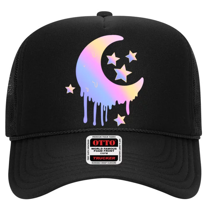 Colorful Moon And Stars Space High Crown Mesh Trucker Hat