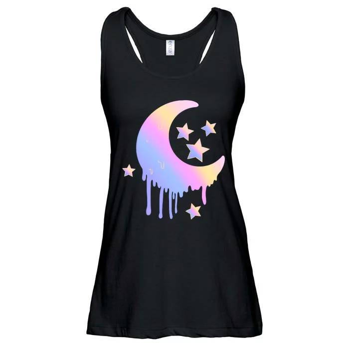 Colorful Moon And Stars Space Ladies Essential Flowy Tank