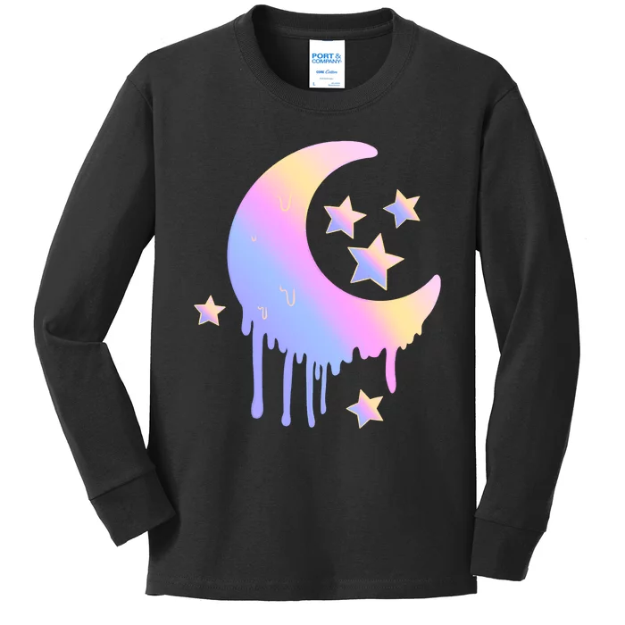 Colorful Moon And Stars Space Kids Long Sleeve Shirt