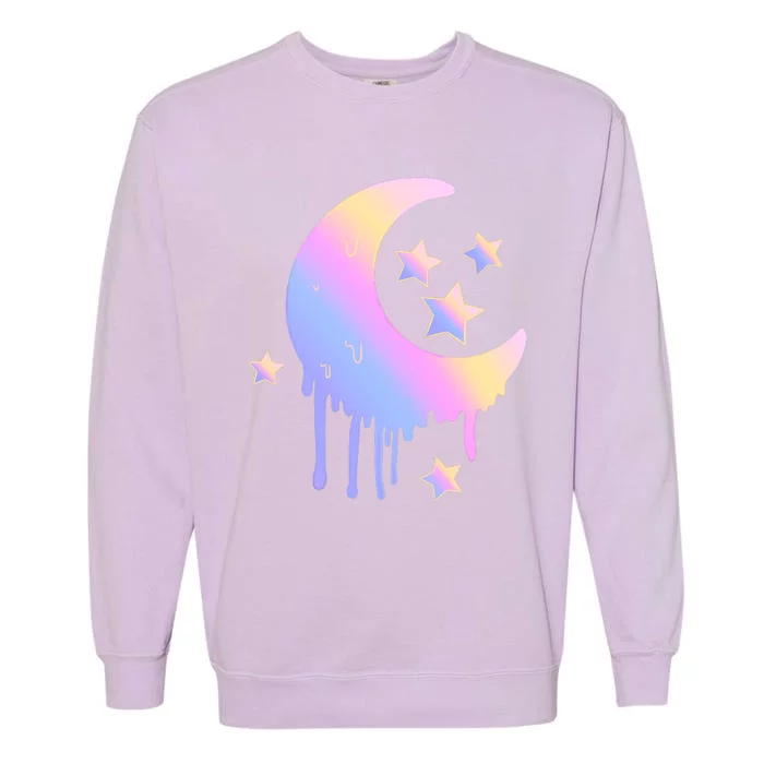 Colorful Moon And Stars Space Garment-Dyed Sweatshirt