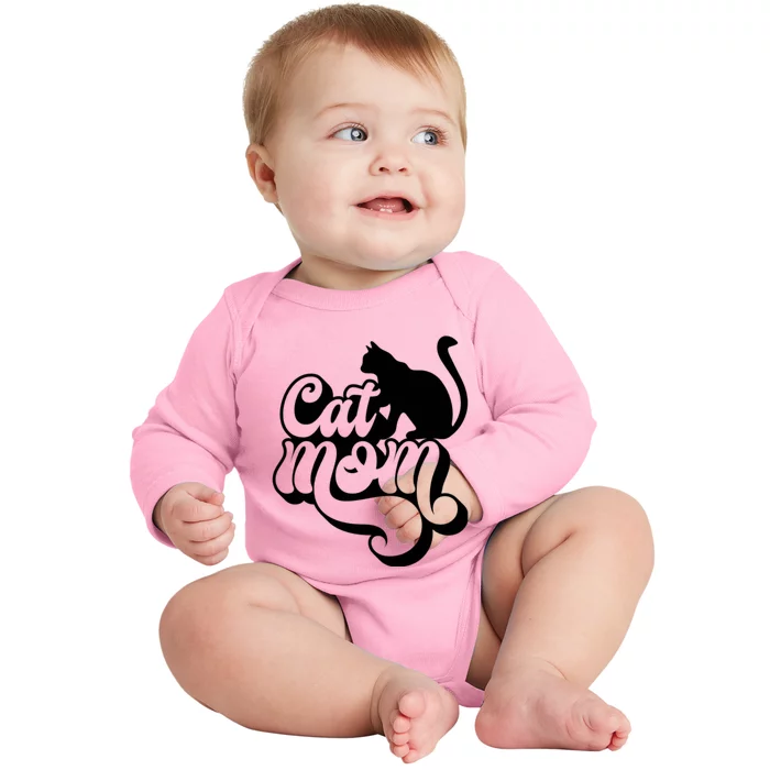 Cat Mom And Sitting Cat Baby Long Sleeve Bodysuit