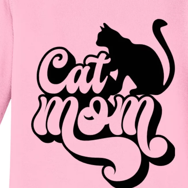 Cat Mom And Sitting Cat Baby Long Sleeve Bodysuit