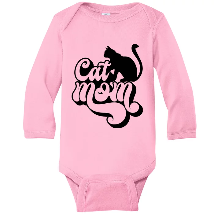 Cat Mom And Sitting Cat Baby Long Sleeve Bodysuit