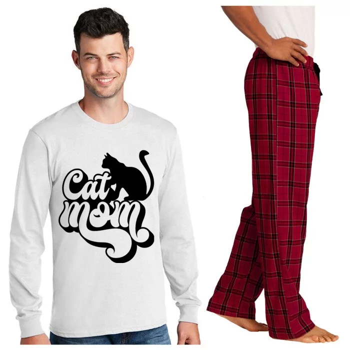 Cat Mom And Sitting Cat Long Sleeve Pajama Set