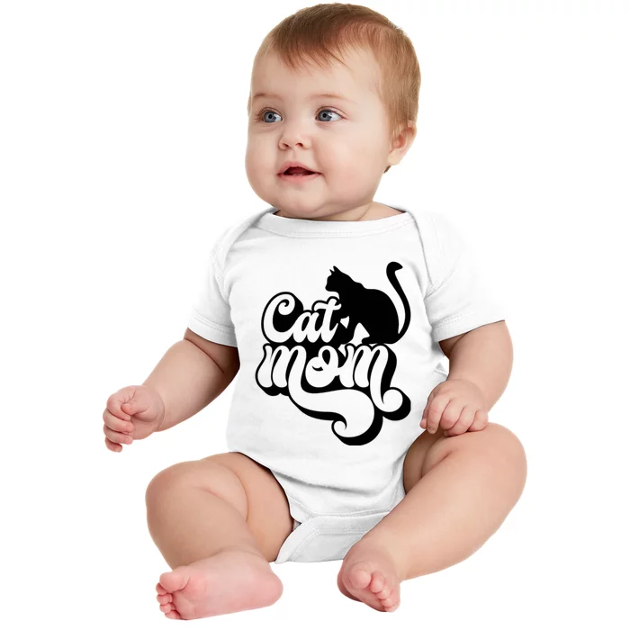 Cat Mom And Sitting Cat Baby Bodysuit