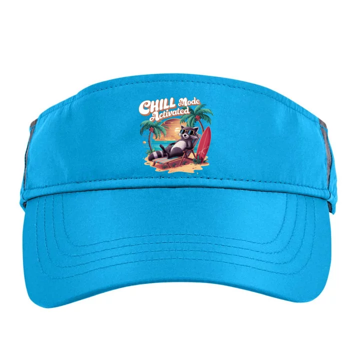 Chill Mode Activated Funny Raccoon Stay Trashy Vacay Vibe Cute Gift Adult Drive Performance Visor