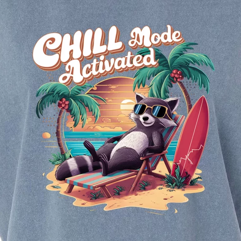 Chill Mode Activated Funny Raccoon Stay Trashy Vacay Vibe Cute Gift Garment-Dyed Women's Muscle Tee