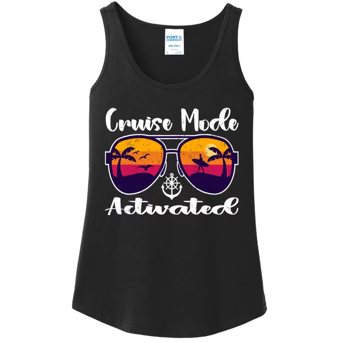 Cruise Mode Activated Vacation Funny Family Matching Group Ladies Essential Tank