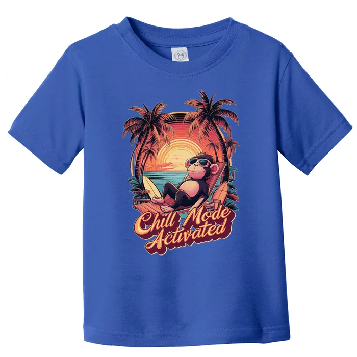 Chill Mode Activated Funny Monkey With Sunglasses Vacay Vibe Gift Toddler T-Shirt