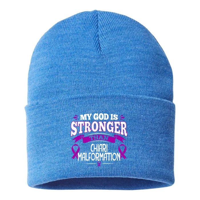 Chiari Malformation Awareness Gift Cool Gift Purple Ribbon Funny Gift Sustainable Knit Beanie