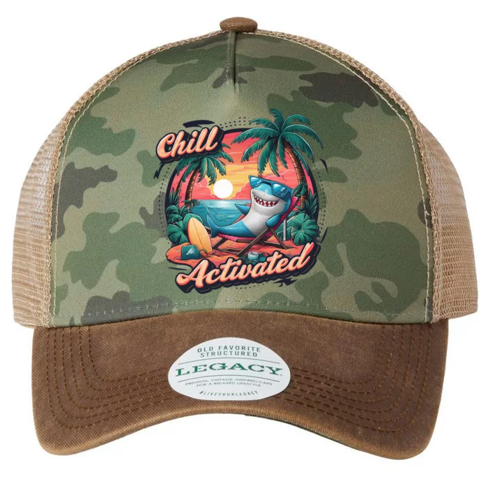 Chill Mode Activated Funny Shark Beach Vibe Vacay Mode On Gift Legacy Tie Dye Trucker Hat