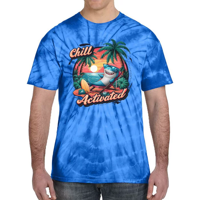 Chill Mode Activated Funny Shark Beach Vibe Vacay Mode On Gift Tie-Dye T-Shirt