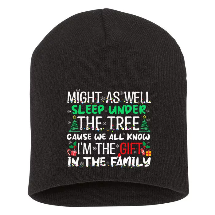 Christmas Might As Well Sleep Under Tree Christmas Short Acrylic Beanie