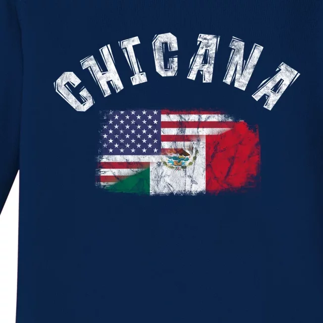 Chicana Mexican American Flag Mexico United States Latina Meaningful Gift Baby Long Sleeve Bodysuit