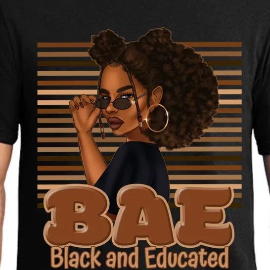 Cute Melanin Afro Queen Bae Black And Educated Gift Funny Gift Pajama Set