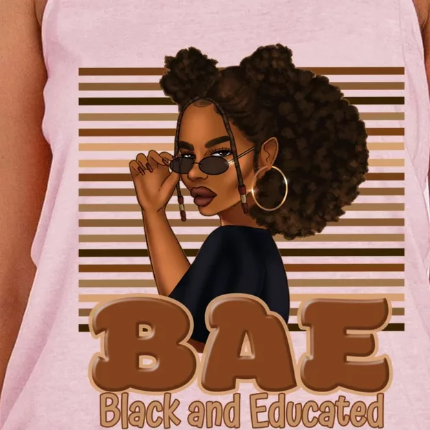 Cute Melanin Afro Queen Bae Black And Educated Gift Funny Gift Women's Knotted Racerback Tank