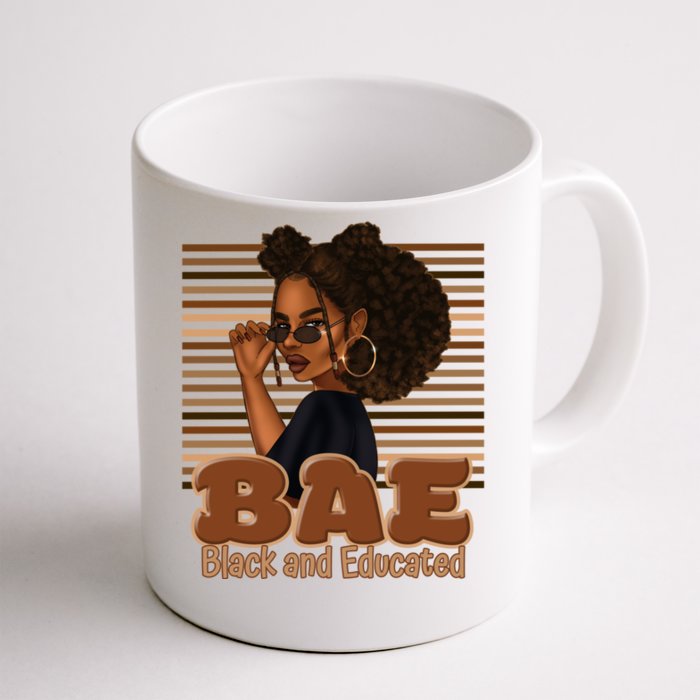 Cute Melanin Afro Queen Bae Black And Educated Gift Funny Gift Front & Back Coffee Mug