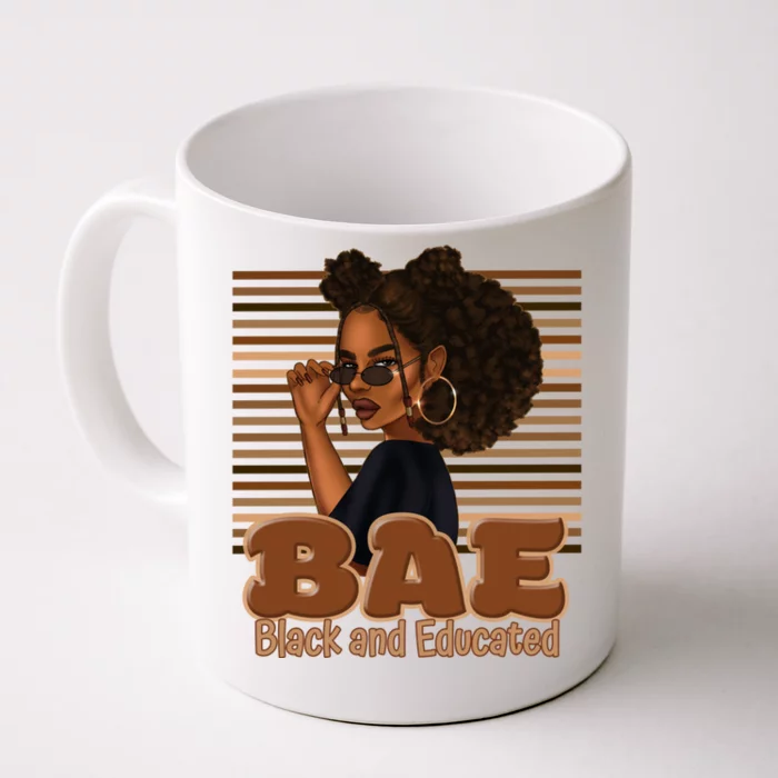 Cute Melanin Afro Queen Bae Black And Educated Gift Funny Gift Front & Back Coffee Mug