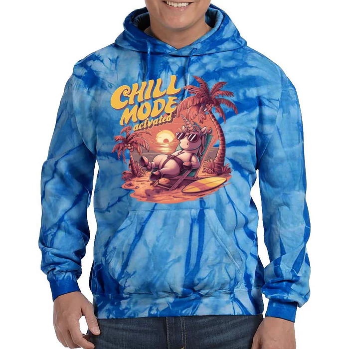 Chill Mode Activated Funny Unicorn Vacay Mode On Beach Vibe Gift Tie Dye Hoodie