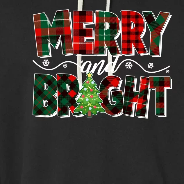 Christmas Merry And Bright Red And Green Patterns Garment-Dyed Fleece Hoodie