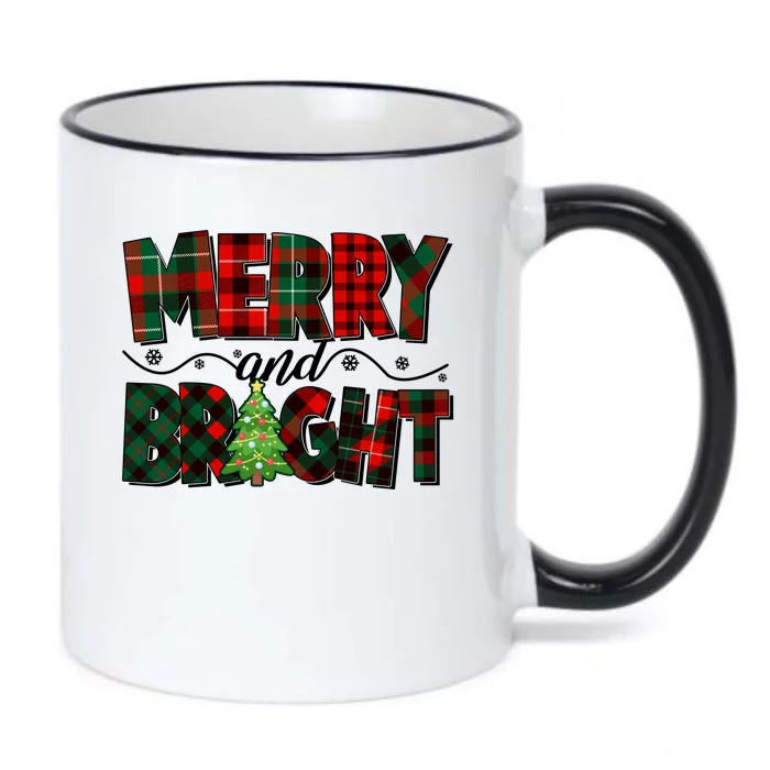 Christmas Merry And Bright Red And Green Patterns Black Color Changing Mug