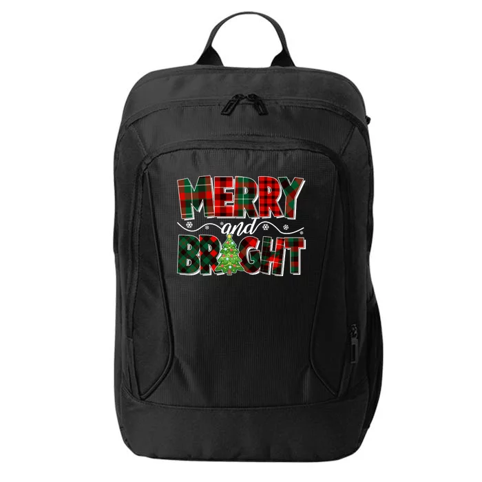 Christmas Merry And Bright Red And Green Patterns City Backpack