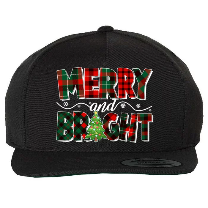 Christmas Merry And Bright Red And Green Patterns Wool Snapback Cap