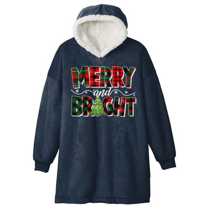 Christmas Merry And Bright Red And Green Patterns Hooded Wearable Blanket