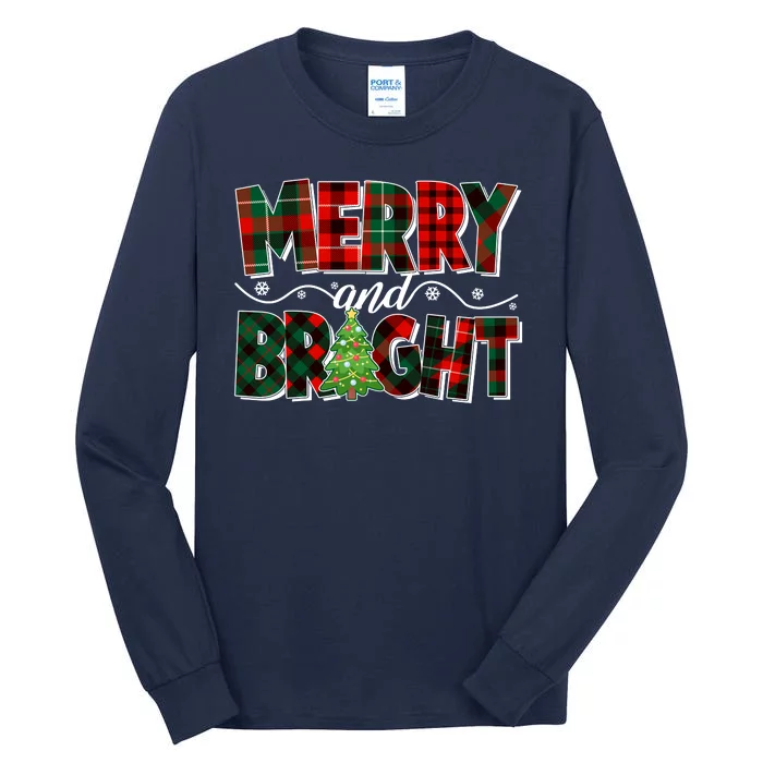 Christmas Merry And Bright Red And Green Patterns Tall Long Sleeve T-Shirt