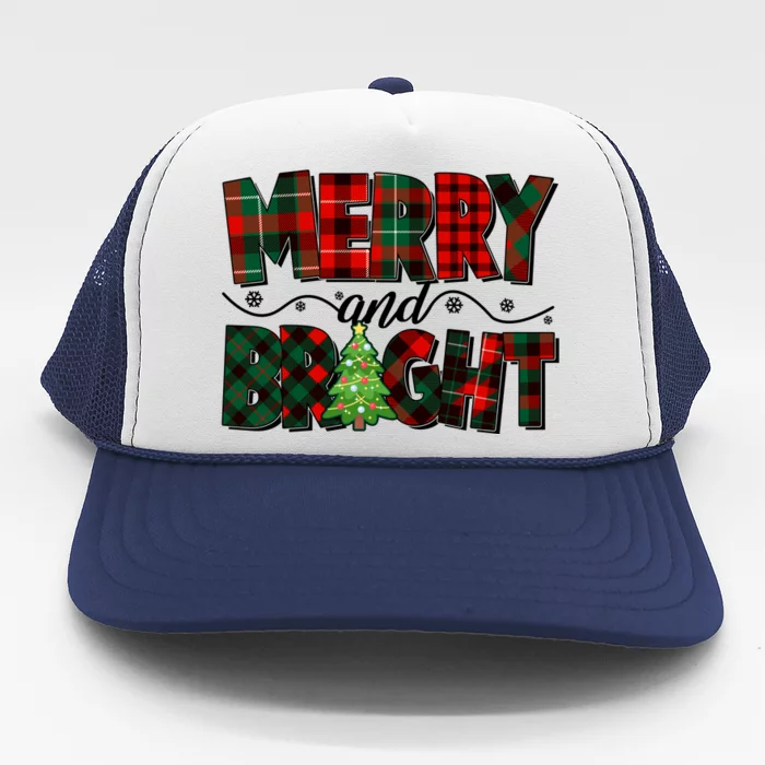 Christmas Merry And Bright Red And Green Patterns Trucker Hat