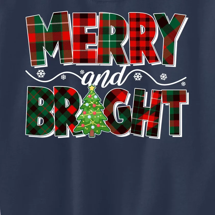 Christmas Merry And Bright Red And Green Patterns Kids Sweatshirt