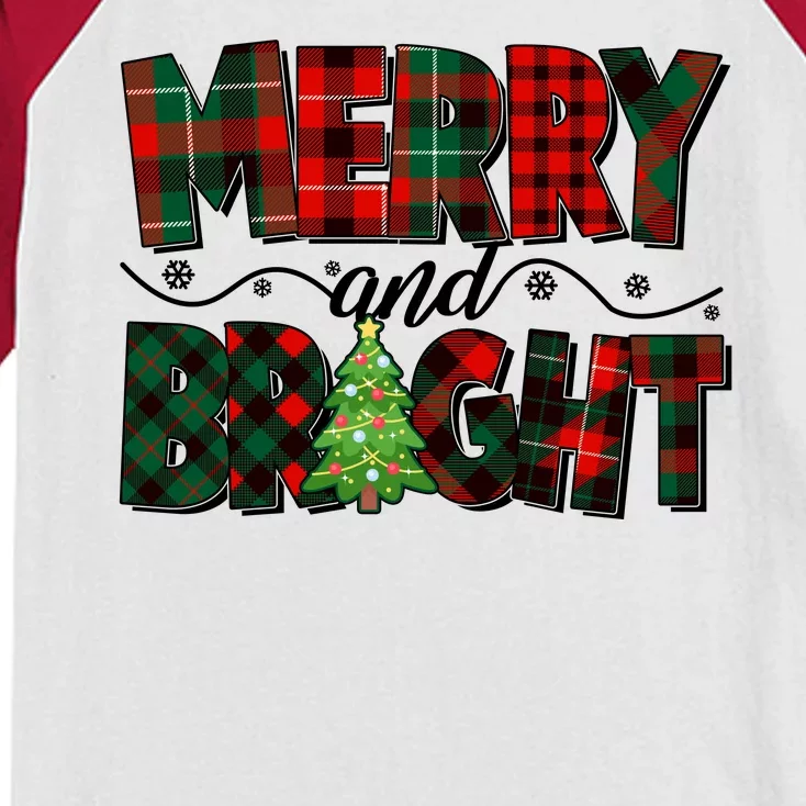 Christmas Merry And Bright Red And Green Patterns Kids Colorblock Raglan Jersey