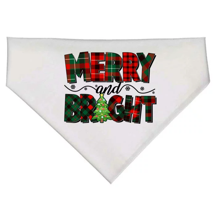 Christmas Merry And Bright Red And Green Patterns USA-Made Doggie Bandana