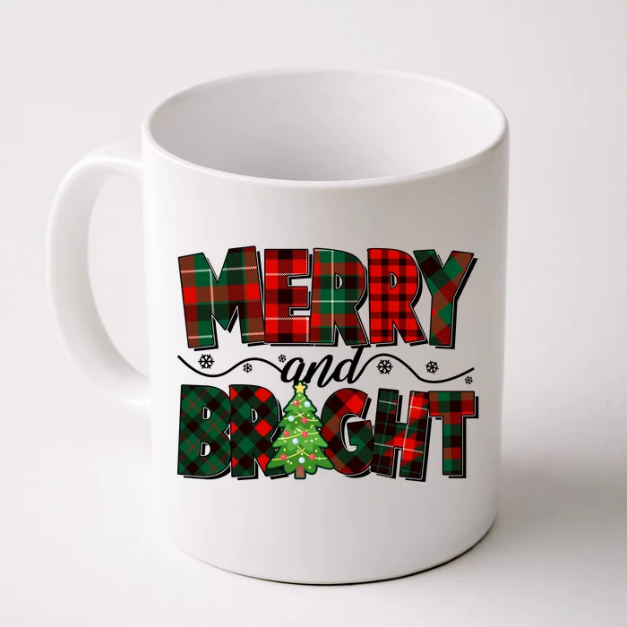 Christmas Merry And Bright Red And Green Patterns Front & Back Coffee Mug