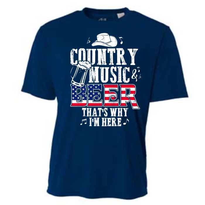 Country Music And Beer That's Why I'm Here Cooling Performance Crew T-Shirt