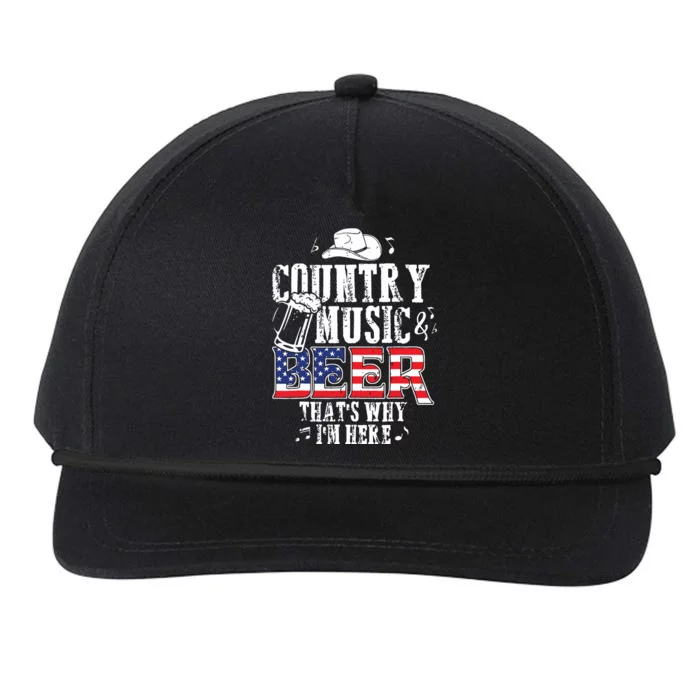 Country Music And Beer Thats Why Im Here Funny Snapback Five-Panel Rope Hat