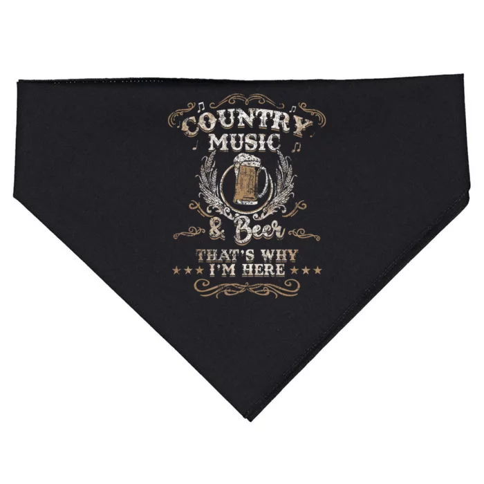 Country Music And Beer ThatS Why IM Here Legends USA-Made Doggie Bandana