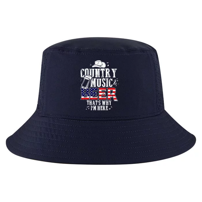 Country Music And Beer ThatS Why IM Here Cool Comfort Performance Bucket Hat