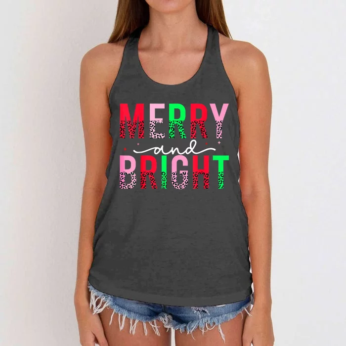 Cute Merry And Bright Christmas Lights Women's Knotted Racerback Tank