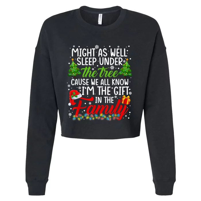 Christmas Might As Well Sleep Under The Tree Cropped Pullover Crew