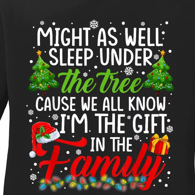 Christmas Might As Well Sleep Under The Tree Ladies Long Sleeve Shirt