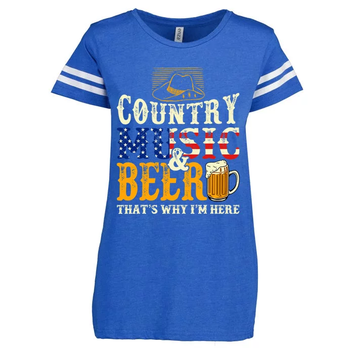 Country Music and Beer That's Why I'm Here Funny Drinking Enza Ladies Jersey Football T-Shirt